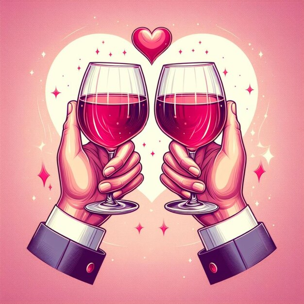 Ilustración vectorial de una cita romántica con vino