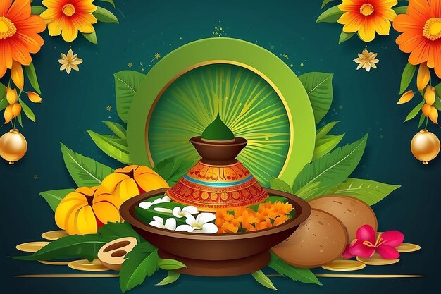 Foto ilustración vectorial de colores del festival de onam