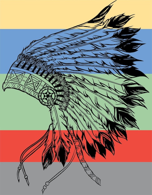 Ilustración vectorial colorida del tocado tribal