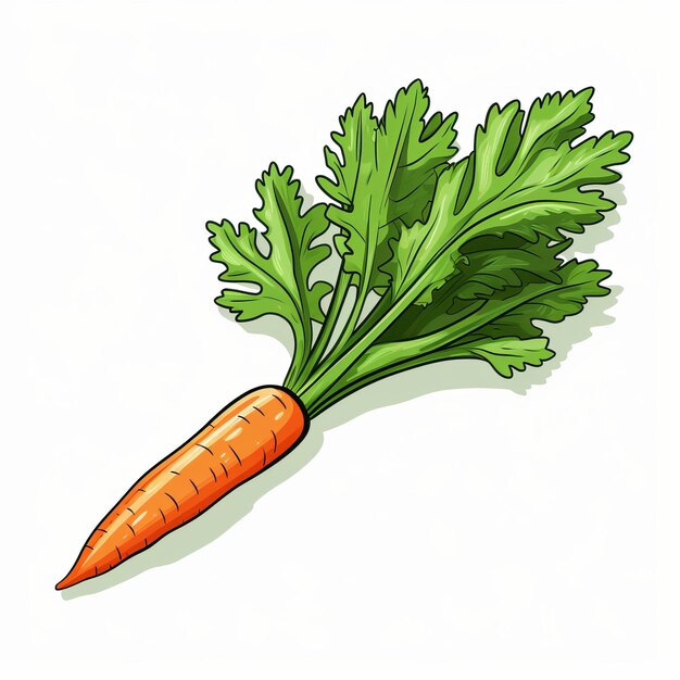 Ilustración vectorial colorida de una zanahoria con hoja al estilo de dibujos animados