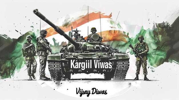 Foto ilustración vectorial de un concepto abstracto para el estandarte o el cartel de kargil vijay diwas 26 de julio