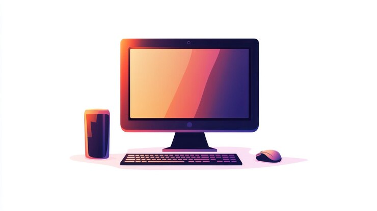 Ilustración vectorial de una configuración de escritorio de computadora