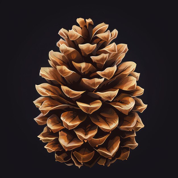 Ilustración vectorial de cono de pino en alta resolución