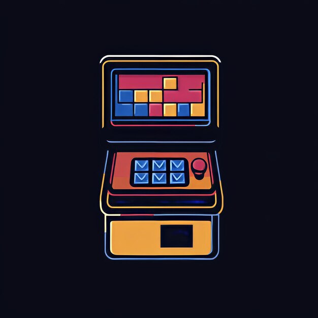 Ilustración vectorial de una consola de juegos retro con botones Consola de juegos