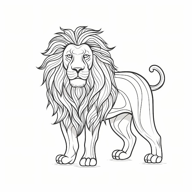 Ilustración vectorial del contorno del león dibujada a mano
