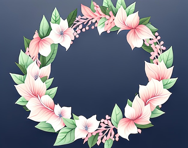 Foto ilustración vectorial de una corona con flores rosas