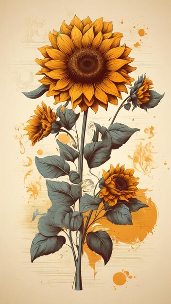 Ilustración vectorial de la cosecha de girasol