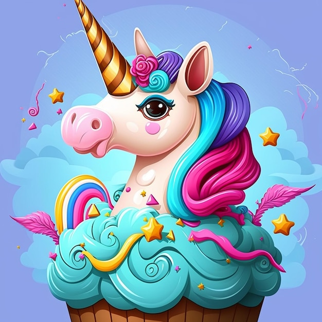 Foto ilustración vectorial de cumpleaños de unicornio