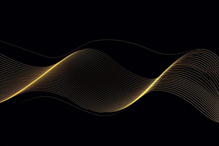 Ilustración vectorial de curvas de línea dorada abstractas de fondo negro