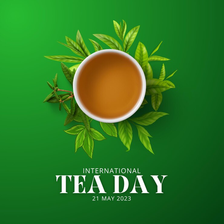 Ilustración vectorial del Día Internacional del Té El concepto de reloj de día listo con verde