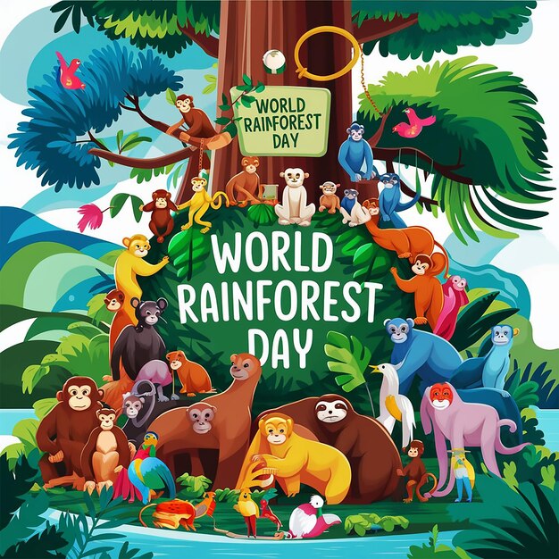 Foto ilustración vectorial del día mundial de los bosques tropicales