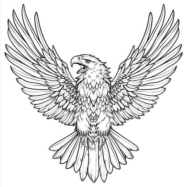 Ilustración vectorial dibujada a mano por un águila aislada sobre un fondo blanco Estilo de boceto