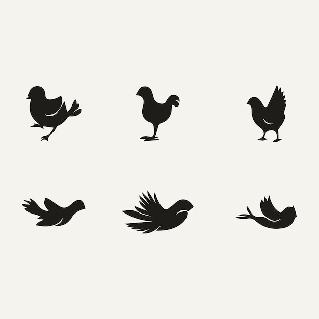 Ilustración vectorial dibujada a mano de la silueta de un pájaro