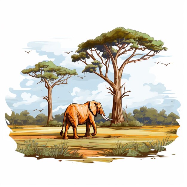 Ilustración vectorial de dibujos animados 2D de Savannah en un fondo blanco