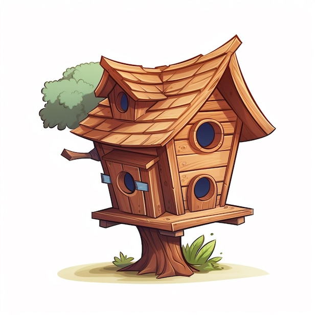 Ilustración vectorial de dibujos animados Birdhouse 2d en fondo blanco