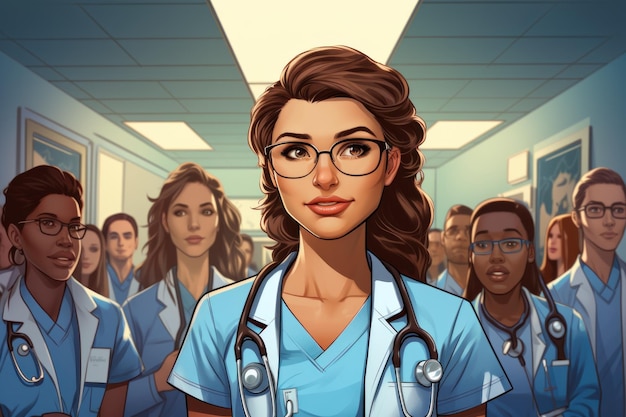 Ilustración vectorial de dibujos animados para el Día Nacional de las Enfermeras