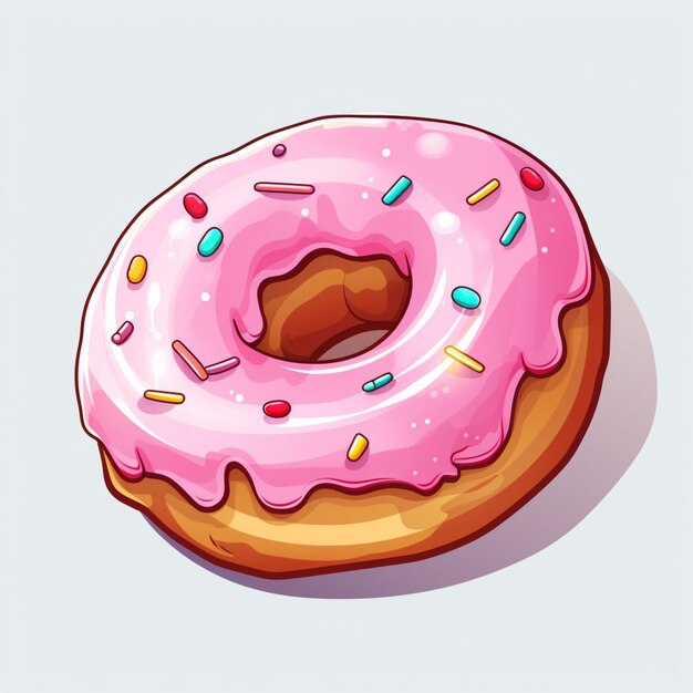 Ilustración vectorial de dibujos animados de donut 2d en fondo blanco