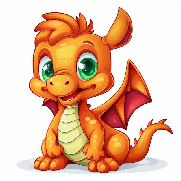 Foto ilustración vectorial de dibujos animados de dragón 2d en fondo blanco