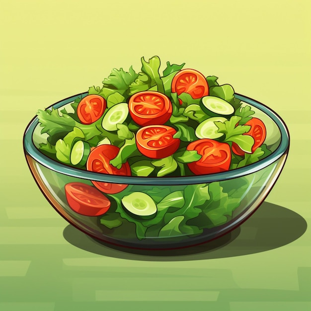 Ilustración vectorial de dibujos animados de ensalada 2d en fondo blanco hd