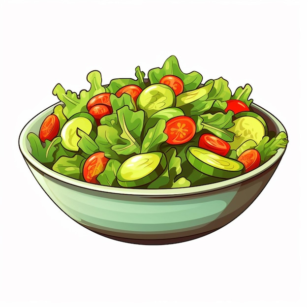Ilustración vectorial de dibujos animados de ensalada 2d en fondo blanco hd
