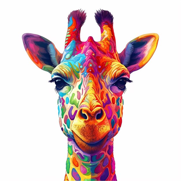 Ilustración vectorial y dibujos animados con la majestuosa jirafa