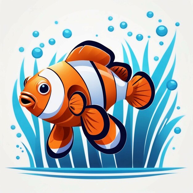 Foto ilustración vectorial de dibujos animados de peces payaso que nadan