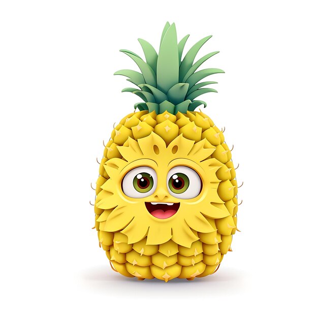 Ilustración vectorial de dibujos animados de piña en 3D