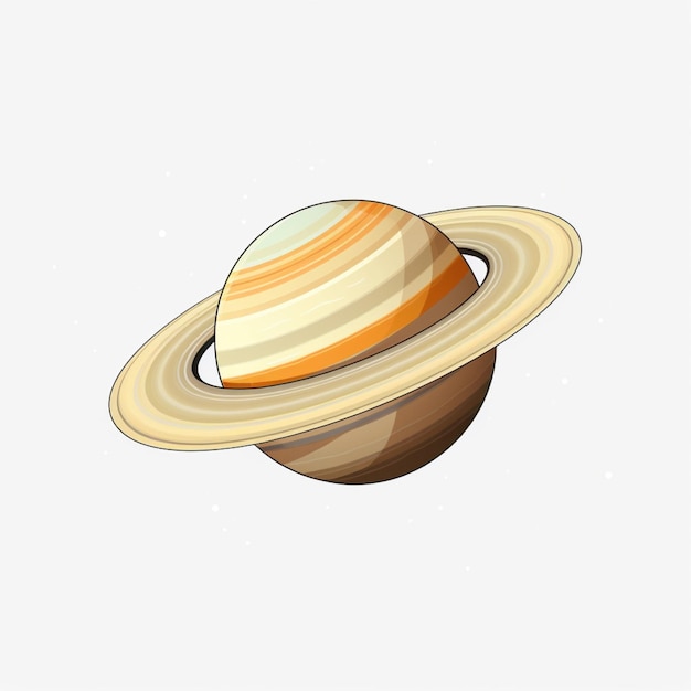 Ilustración vectorial de dibujos animados de Saturno 2d en fondo blanco