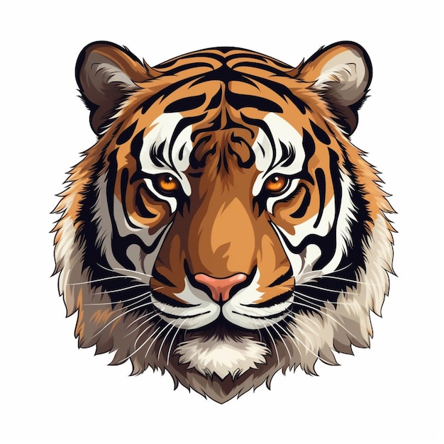 Ilustración vectorial de dibujos animados Tiger 2d en fondo blanco hd