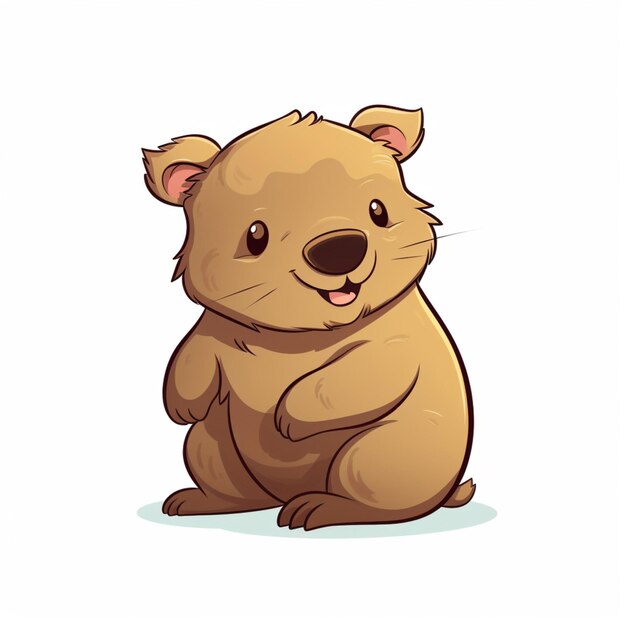 Ilustración vectorial de dibujos animados de Wombat 2d en fondo blanco