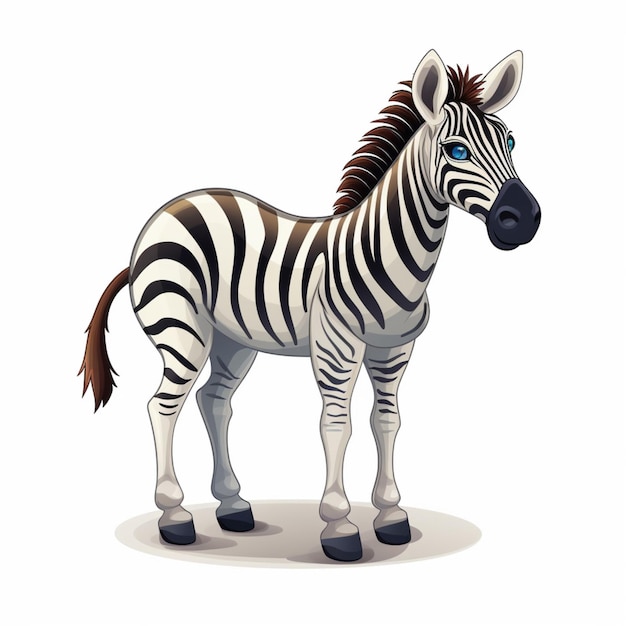 Ilustración vectorial de dibujos animados de Zebra 2d en fondo blanco h