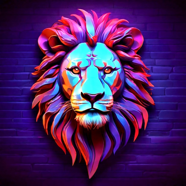 Ilustración vectorial digital colorida de león en estilo boceto de graffiti para el diseño de camisetas