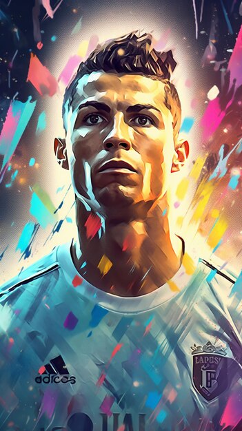 Foto ilustración vectorial dinámica de cristiano ronaldo