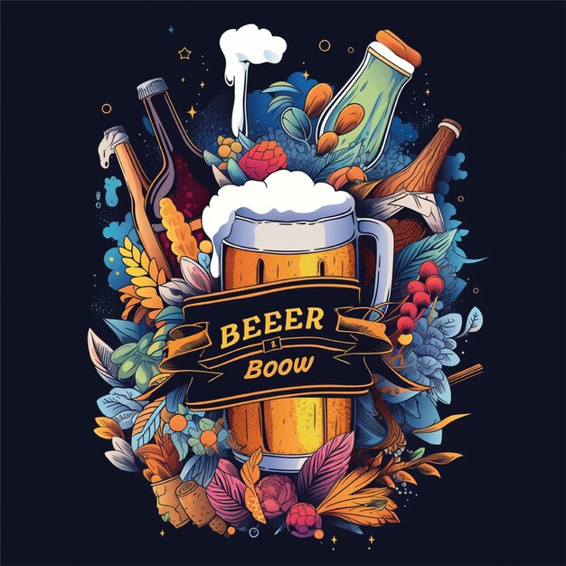 Foto ilustración vectorial del diseño del festival de cerveza de la camiseta