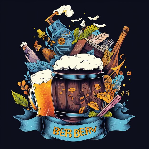 Ilustración vectorial del diseño del festival de cerveza de la camiseta