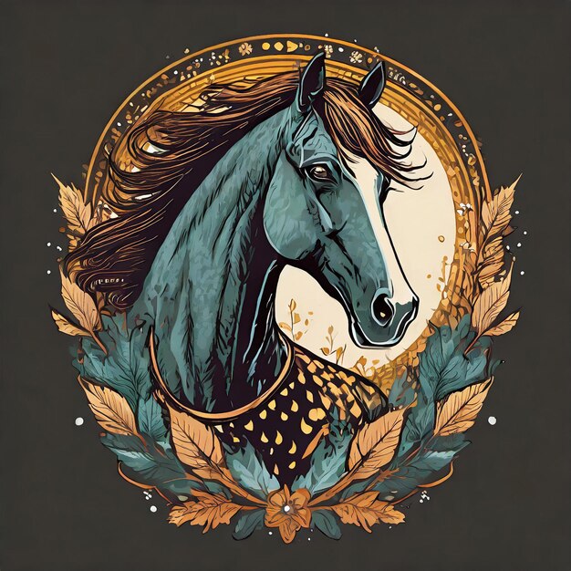 Ilustración vectorial de diseño gráfico de camiseta de caballo