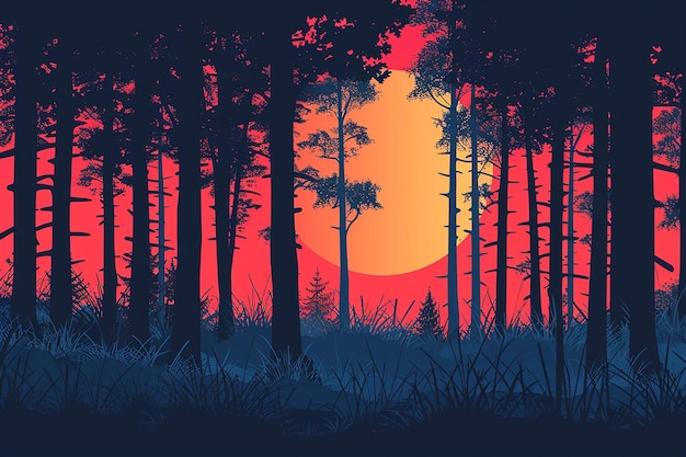 Ilustración vectorial de diseño plano del bosque