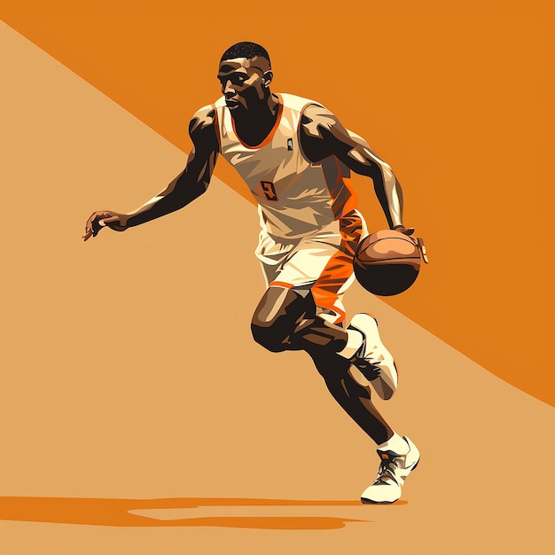 Foto ilustración vectorial de diseño plano del jugador de baloncesto