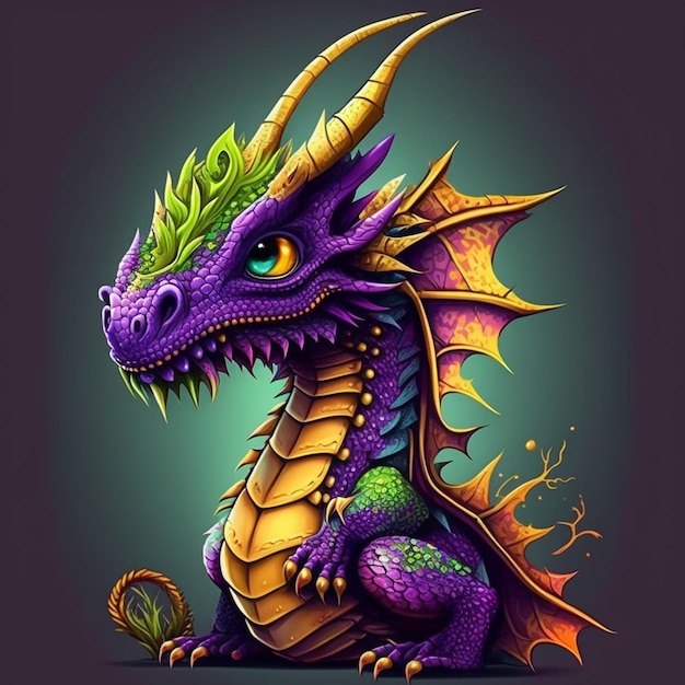 Ilustración vectorial del dragón de dibujos animados