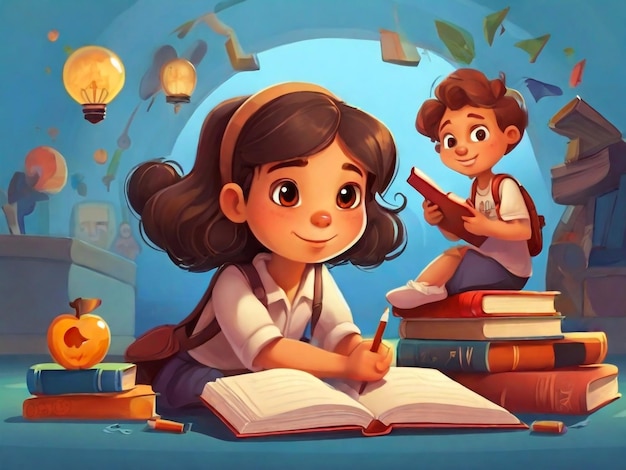 Foto ilustración vectorial de la educación de los niños