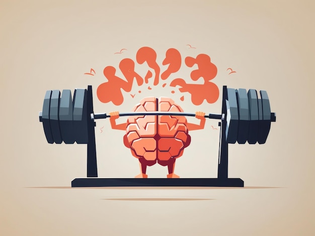 Ilustración vectorial de ejercicios cerebrales levantamiento de pesas