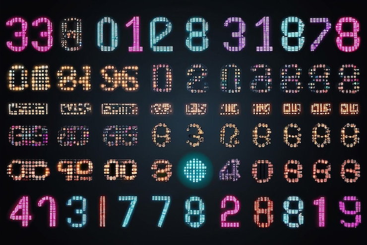 Foto ilustración vectorial de los elementos agrupados de los números digitales de led