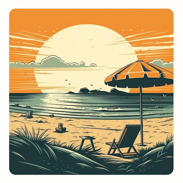 Ilustración vectorial de la escena de la playa