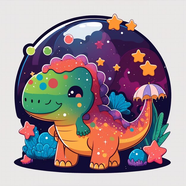 Foto ilustración vectorial de estilo de la galaxia de los dinosaurios