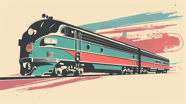 Ilustración vectorial de estilo retro de un tren