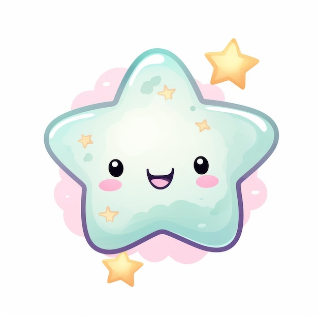 Foto ilustración vectorial de estrellas sonrientes en colores pastel tranquilizadores