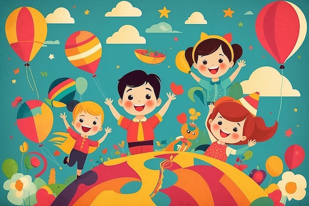 Ilustración vectorial fácil de editar de niños celebrando el Día de la Amistad