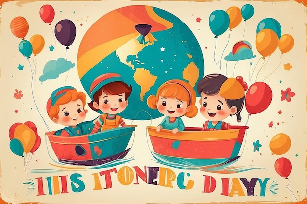 Foto ilustración vectorial fácil de editar de niños celebrando el día de la amistad