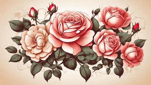 Ilustración vectorial de la flor de la rosa de la cosecha