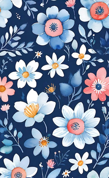Foto ilustración vectorial floral floreciente romántico femenino patrón sin costuras con patrones de imitación mar